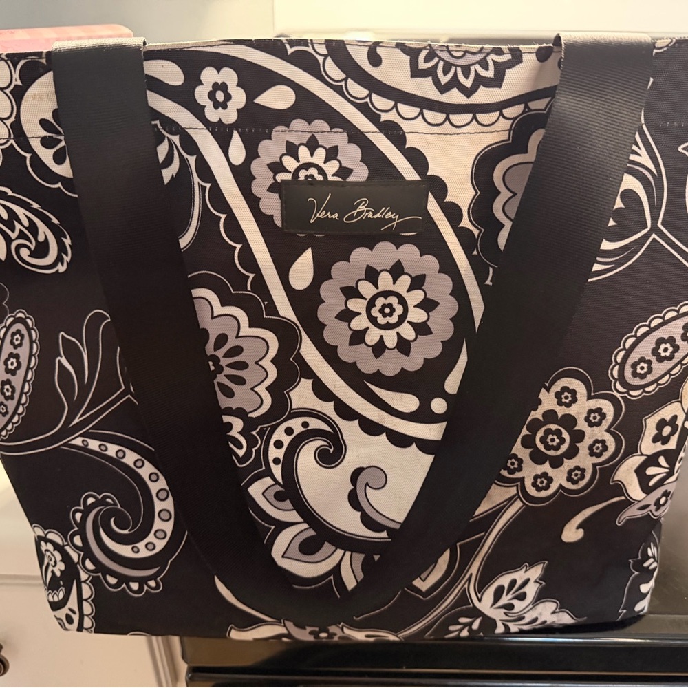 Vera Bradley Black White Floral Paisley tote - Picture 2 of 5